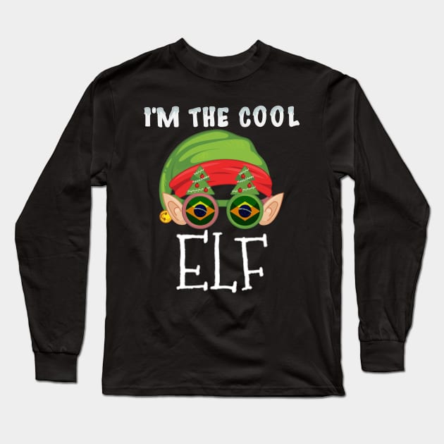 Christmas  I'm The Cool Brazilian Elf - Gift for Brazilian From Brazil Long Sleeve T-Shirt by Country Flags